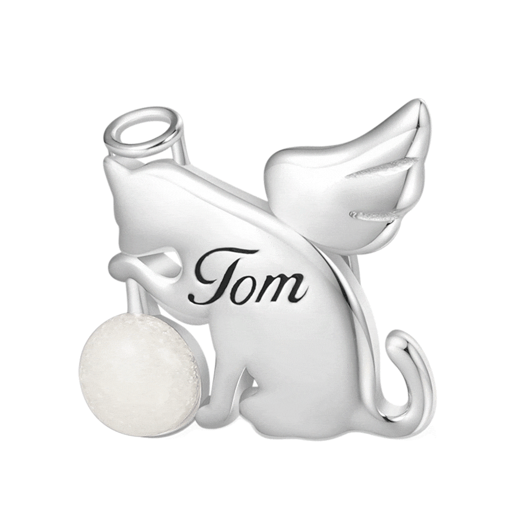 Engravable Cat Angel Charm