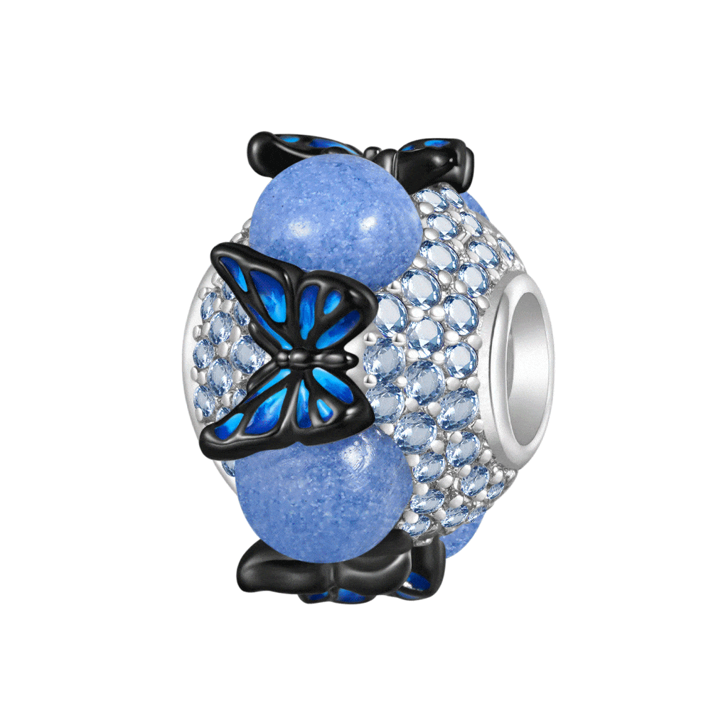 Blue Butterfly Round Charm