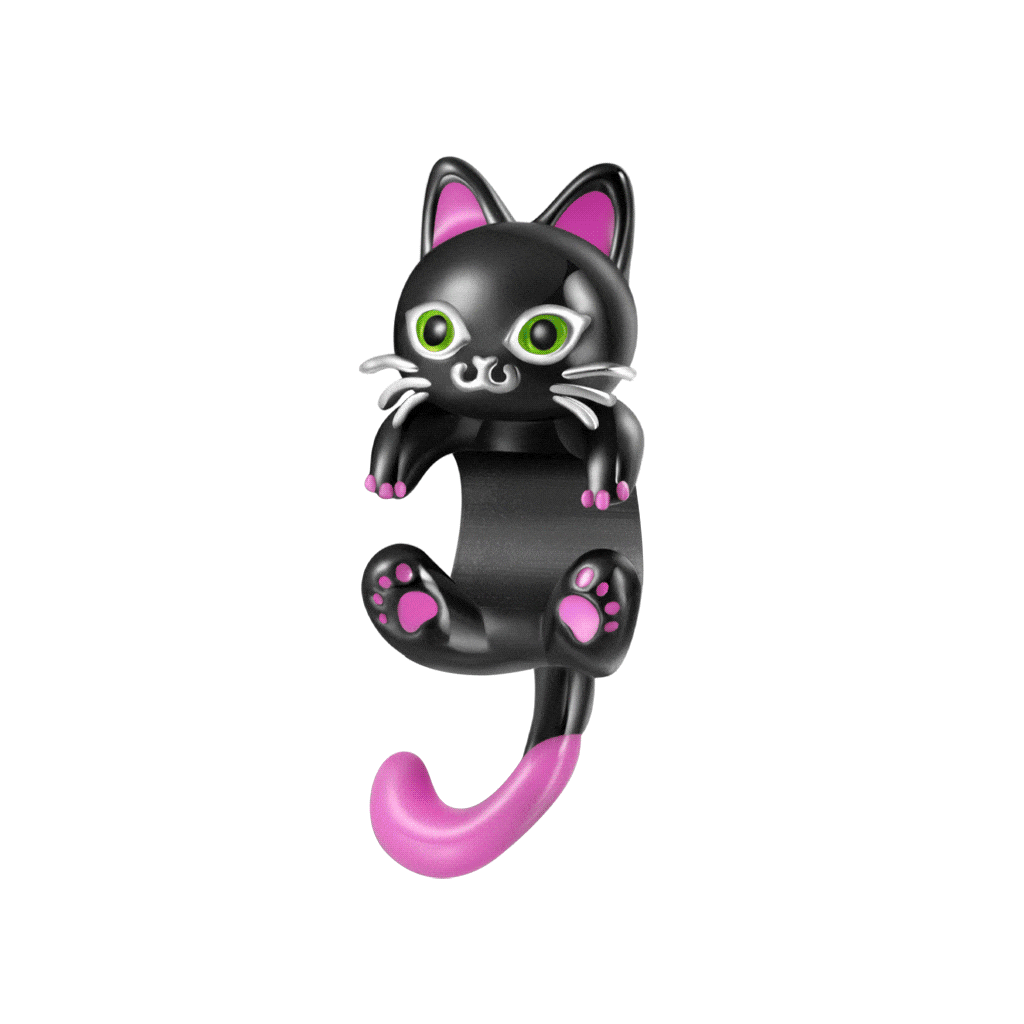 Pink Tail Black Cat Charm