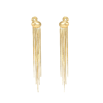 Long Tassel Metal Bean Ear Clips