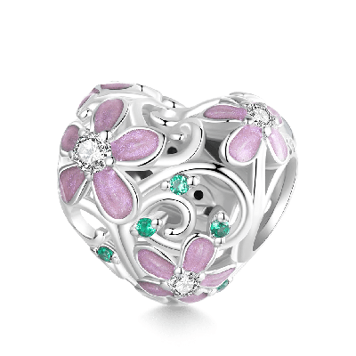 Heart Flower Vine Charm