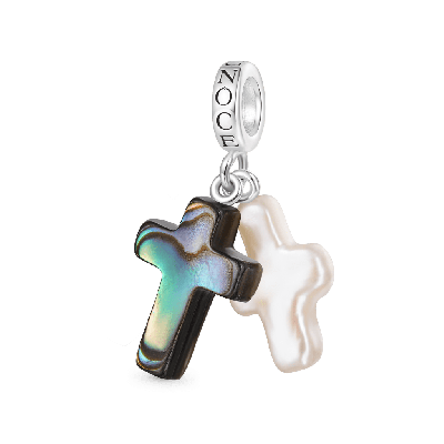 Abalone Shell Pearl Cross Pendant