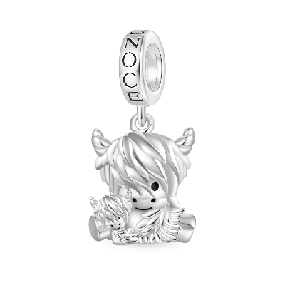 Highland Cow Mother and Child Pendant