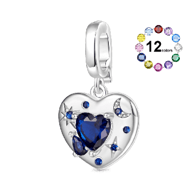 Heart Moon Clasp Clusters Charm