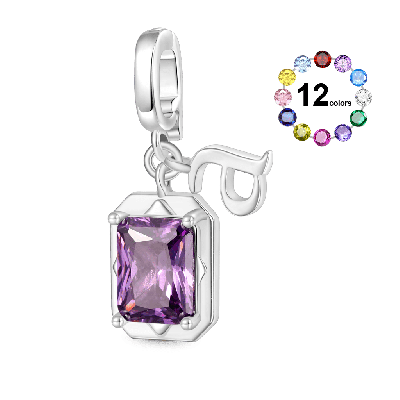 Square Birthstone Clasp Clusters Charm