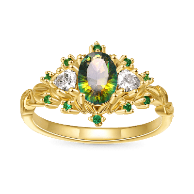 Secret Garden Teal Oval Ring