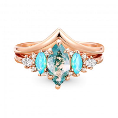 Green Moss Agate Stackable Ring