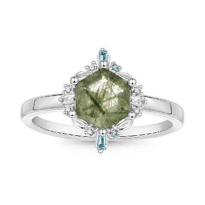 Green Rutilated Quartz Ring